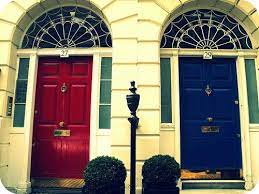 blue and red doors