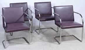 Lot 148 Mcm Purple Upholstered Chrome Arm Chairs By Brueton Industries Inc Four Chairs Having Leather Upholstery On A Upholster Leather Upholstery Armchair
