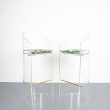 Add instant personality to a gathering spot with gabby's trendsetting designs that mix materials such as lucite, metals and woven materials. Charles Hollis Jones Style Pair Of Lucite Brass Bar Stools 1960