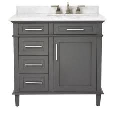 Home Decorators Collection Sonoma 36 In Vanity In Dark Charcoal With Marble Vanity Top In Home Depot Bathroom Bathroom Vanities For Sale Bathroom Vanity Tops