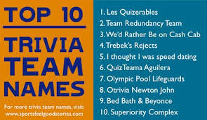 _____ are responsible for the . Best Trivia Team Names The Good The Bad And The Creative Team Names Best Team Names Trivia