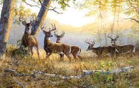 Here are some pretty pictures i found of trees in full color. Wallpaper Autumn Forest Light Trees Figure Picture Art Painting Deer The Herd Persis Clayton Weirs Images For Desktop Section Zhivopis Download