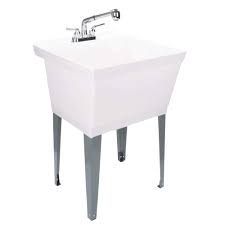 Black kitchen faucet with pull down sprayer, uneedem single handle kitchen sink faucet, stainless steel high arc utility brushed nickel kitchen faucets with pull out sprayer for rv commercial laundry. White Utility Sink Laundry Tub With Pull Out Chrome Faucet Sprayer Spout Heavy Duty Slop Sinks For Washing Room Basement Garage Or Shop Large Free Standing Wash Station Tubs And Drainage White