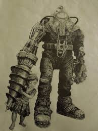 Bioshock Big Daddy And Little Sister Drawing Big Daddy And Little Sister By Chelseanicole11 Deviantart Com On Deviantart Bioshock Art Big Daddy Little Sisters
