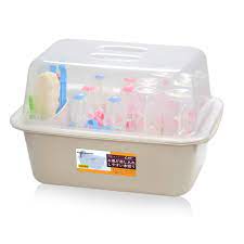 Amazon Com Olizee Baby Bottle Drying Racks With Anti Dust Cover Large Nursing Bottle Storage Box Baby Dinnerware Organizer Khaki Baby