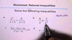 Worksheet Rational Inequality Youtube