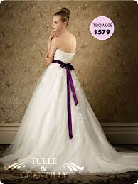 Gorgeous Embellished Floral Lace A Line Bridal Wedding Gown With Purple Satin Sash Tbqw006 Ball Gowns Wedding Floral Lace Wedding Dress Famous Wedding Dresses