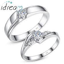 Cheap Matching Couple Promise Rings With Cz Matching Promise Rings Engagement Rings Couple Silver Engagement Rings