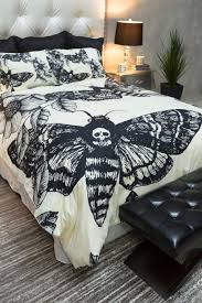 Black And Cream Comforter Featherweight Moth Skull Bedding Black Skull Death Moth Print On Cream Comforter Cover Skull Duvet Goth Home Decor Home Decor Bedroom Gothic Home Decor