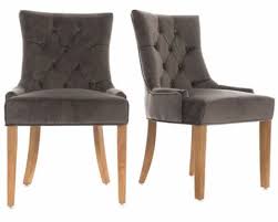 Details About Pair Of Grey Velvet Scoop Button Back Dining Chairs Oak Legs Kitchen Dining Room Dining Chairs Velvet Dining Chairs Oak Dining Chairs