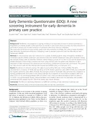 Clear explanations of natural written and spoken english. Pdf Early Dementia Questionnaire Edq A New Screening Instrument For Early Dementia In Primary Care Practic Aznida Faa Academia Edu