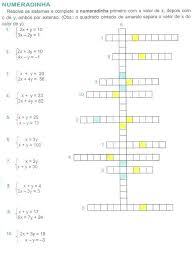 Calcule O Valor Numérico Das Seguintes Expressões Algébricas Doutor Matematico Cruzadinha De Sistemas De Equacoes De 1º Grau Com Sistemas De Equacoes Equacoes Cruzadinha De Matematica