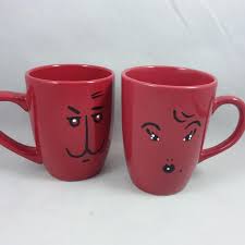Fun Hand Painted Face Ceramic Mug Sets