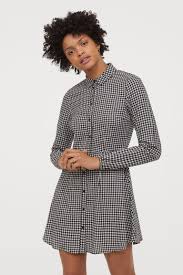 Patterned Shirt Dress Black White Checked Ladies H M Ca Shirt Dress Pattern Shirt Dress Black Shirt Dress