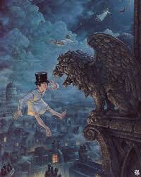 Wendy Michael And John Pictured Here Flying Behind Peter Pan As He Leads Them To Neverland Second Star To The Right And Str Art Disney Art Fairytale Art