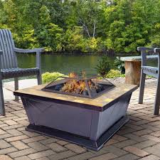 Fireplaces fireplace inserts stoves gas logs heaters fireplace mantels fireplace accessories chimneys & venting outdoor living guides & articles my account order status help. Outdoor Leisure Products 36 Inch Square Steel Fire Pit With Decorative Slate Hearth And Oil Rubbed Bronze Finish Walmart Com Walmart Com