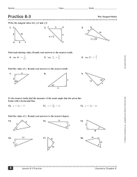 A tangent is a line that just skims the surface of a circle. Practice 8 3 The Tangent Ratio Worksheet For 9th 11th Grade Lesson Planet