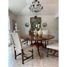English Traditional Yew Wood Duncan Phyfe Style Dining Room Table Chairish Dining Table Dining Room Table Wood Dining Table