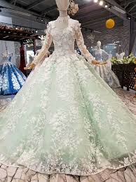 Light Green Embroidery Simple Long Tail Wedding Dress Ball Gowns Wedding Floor Length Wedding Dress Ball Gown Wedding Dress