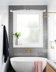 Grey Subway Feature Tiles Around Bathroom Window Bathroom Tub Shower Stand Alone Tub Tub Shower Combo