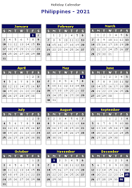 Customize calendars by choosing the year, starting month, and starting day of the week. Philippines 2021 Printable Holiday Calendar Calendar Printables Monthly Calendar Printable Holiday Calendar Printable