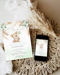 Buy Editable Green Pampas Grass We Can Bearly Wait Boho Teddy Bear Baby  Shower Invitation Template,sage Green Teddy Bear Invite Instant Download  Online in India