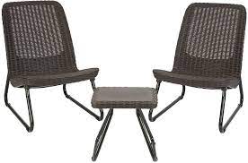 Keter rio 3 piece patio set bed bath beyond. Amazon De Keter Rio 3 Teiliges Wetterfestes Outdoormobel Set Fur Terrasse Garten Besprechungsstuhl Und Tisch Grau Table 14 96 W X 14 37 D X 14 96 H Braun Whiskey Brown