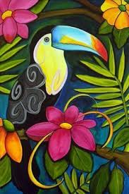 Tucan Tatuado Gambar Flora Dan Fauna Seni Krayon Lukisan Abstrak