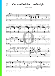 Elton John Can You Feel The Love Tonight Piano Sheet Music Piano Sheet Music Sheet Music Lyrics And Chords
