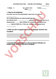 Arbeitsblatt D Dreiklang Intervalle Musik Musiktheorie Noten