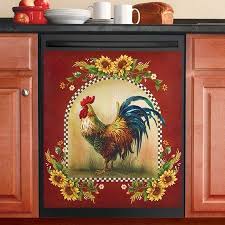 Sunflower And Rooster Country Dishwasher Magnet Walmart Com Rooster Kitchen Decor Rooster Kitchen Primitive Decorating Country