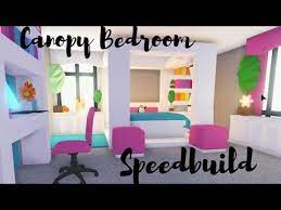 Canopy Bed With Custom Blanket Bedroom Speedbuild Roblox Adopt Me Youtube Cute Room Ideas Customized Blankets Cute Bedroom Ideas
