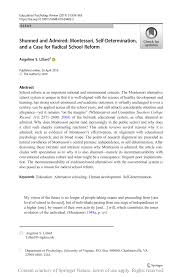 Pdf Shunned And Admired Montessori Self Determination And A Case For Radical School Reform