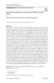 Maybe you would like to learn more about one of these? Pdf Education In Emergencies Lessons From Covid 19 In South Africa