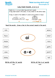 long vowel sounds ai or a e tmk education