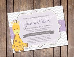 Gray And Purple Giraffe Baby Shower Invitation Chevron And Staples Baby Sho Giraffe Baby Shower Invitations Baby Shower Giraffe Chevron Baby Shower Invitations