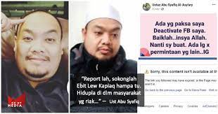 Check spelling or type a new query. Bertubi Tubi Dikecam Netizen Facebook Ustaz Abu Syafiq Kini Sudah Lenyap