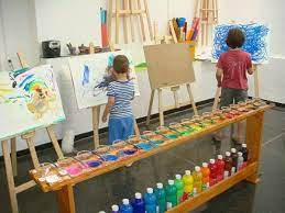 When i shared all of the ideas i had saved as inspiration for my craft room/home office, i thought that. 10 Inspiring Art Studios For Kids Meri Cherry Kids Art Studio Art For Kids Art Studios