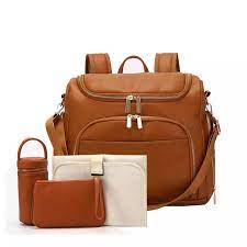 Comprar Atividade E Equipamento Pu Leather Diaper Bag Backpack Baby Nappy Bags Stroller Organizer Changing Pad Stroller Straps Insulation Bag Cosmetic Bag
