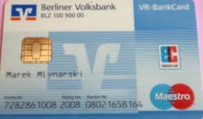 Der girocard (debitkarte), visa karte oder mastercard® (debitkarte oder kreditkarte) sowie ihres smartphones ist das wichtigste: Bank Card Berliner Volksbank Maestro Berliner Volksbank Germany Federal Republic Col De Ms 0232 01