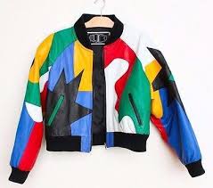 Vtg 90s Hip Hop Living Color Block Leather Bomber Jacket Pop Abstract Art Coat Leather Bomber Jacket Leather Bomber Bomber Jacket