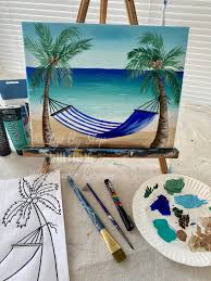 Beach sunsets, such as the one featured in this drawing tutorial, are used to represent vacations, relaxation, the tropics, and ample monetary funds. Hammock Palm Tree Painting Step By Step Painting With Tracie Kiernan
