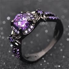 Purple Zircon Gemstone Ring 10kt Black Gold Purple Stone Rings Gold Amethyst Ring Purple Rings