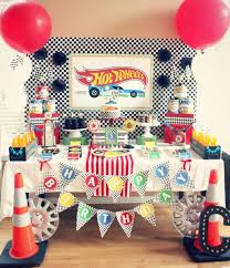 Hot Wheels Birthday Party Dessert Table Black Twine The Party Porch Hotwheels Birthday Party Hot Wheels Birthday Race Car Birthday Party