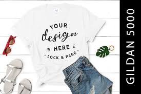 White Gildan 5000 T Shirt Mockup Female Graphic By Lockandpage Creative Fabrica In 2020 Tshirt Mockup Shirt Mockup Mockup