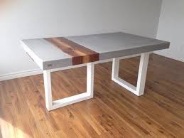 033 Smooth Gray Concrete Table Wood Inlay Jpg 600 450 Concrete Furniture Concrete Table Concrete Wood