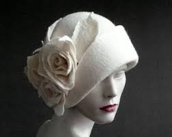 Handmade White Felt Cloche Hat: Elegant Wedding Bridal Hat