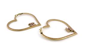 Chanel Jumbo Jewelled Heart Cc Hoop Earrings At 1stdibs Chanel Heart Hoop Earrings