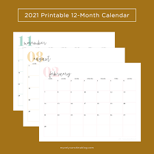 2021 monthly calendar, 12 months on 12 pages, landscape (horizontal) us letter paper format, space for notes, coloring page for kids. Free 2021 Printable Calendars My Only Sunshine