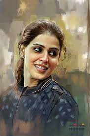 Paintings Jenelia By Kamalpriyan 9842748138 Digital Art Girl Most Beautiful Paintings Portrait Painting